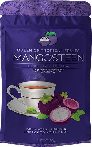 Blue cover of mangosteen herbal tea product, the greatest substitute for green tea. herbal tea . best tea for weight loss.