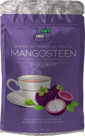 Blue cover of mangosteen herbal tea product, the greatest substitute for green tea. herbal tea . best tea for weight loss.